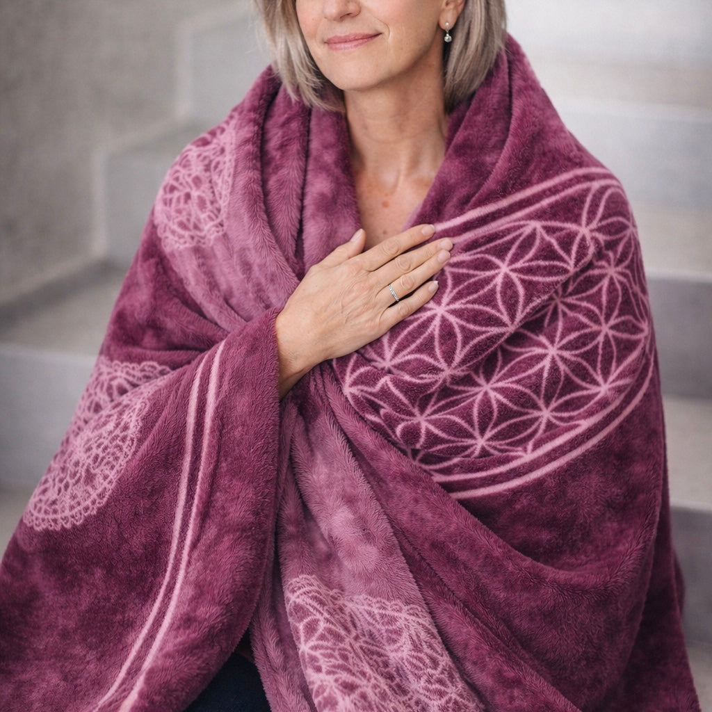 Biobaumwolldecke VITAL brombeere/mauve, Größe 150 x 220 cm, 100% Biobaumwolle, gots-zertifiziert