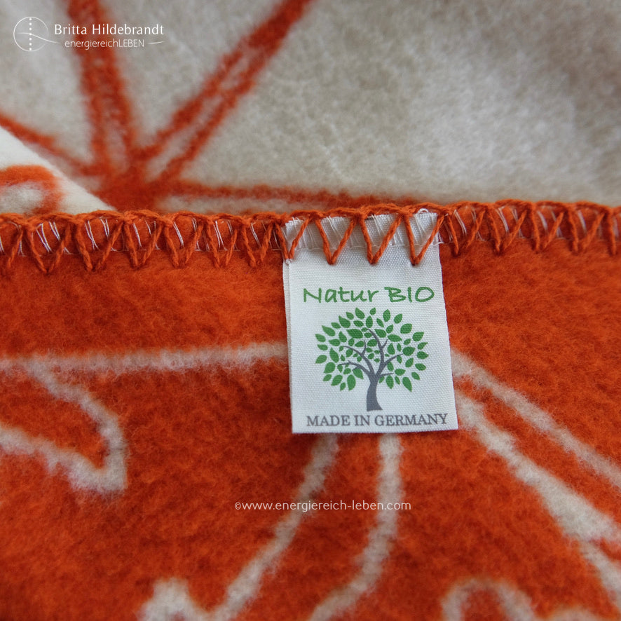 Biobaumwolldecke Love KIDS natur/orange, Größe 150 x 100 cm, 100% Biobaumwolle, gots-zertifiziert